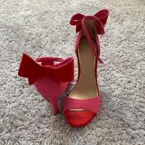 Pink and Red Bow Heels